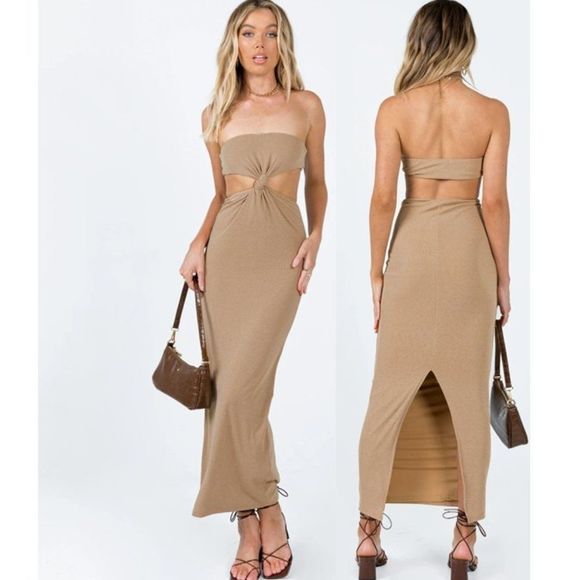 Princess Polly Dresses & Skirts - Princess Polly Gatlin Cut Out Maxi Dress Brown sz 10